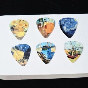 Van Gogh Guitar Picks Set 6pcs .71mm Dual Sided Art Plectrum Collection Giftable
